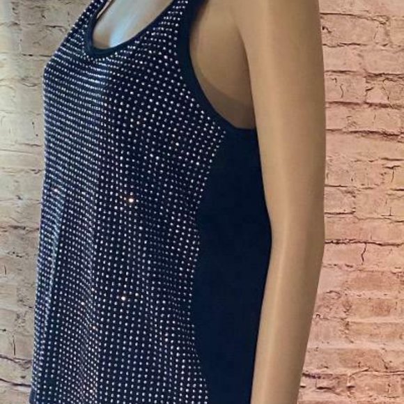 Jennifer Lopez M Top Black Studded Bling Tank - Picture 3 of 5